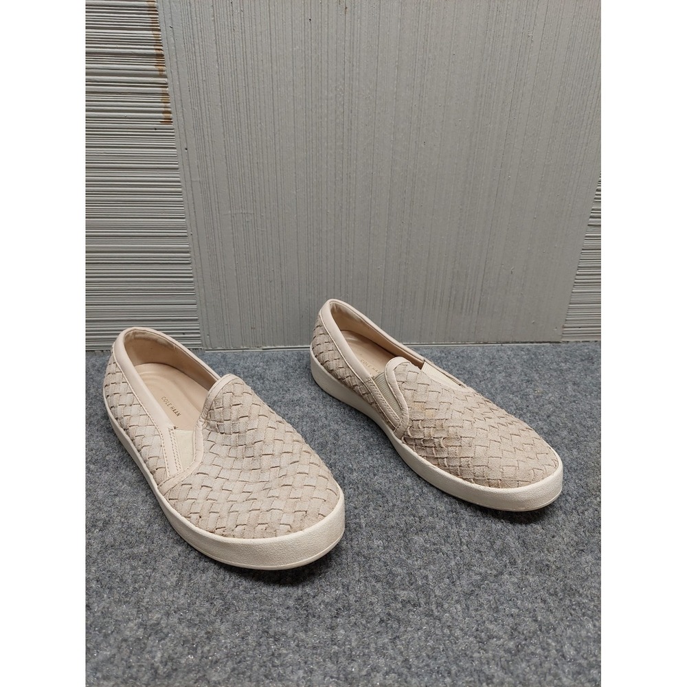 Cole Hann Grandpro Women‎ Slip On Shoes 8B Beige Loafer Spectator Scallop Casual